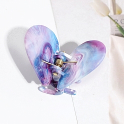 Лиловый Пластиковые заколки для волос градиентного цвета, для женщин девушек, сердце, сирень, 44x35 мм