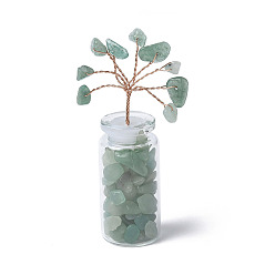 Зеленый Авантюрин Натуральные зеленые чипсы из авантюрина, елочные украшения, Стеклянная основа для бутылки желаний с медной проволокой, энергетический камень в стиле фэн-шуй, подарок для украшения домашнего рабочего стола, 36~45x21.5x74~81 мм