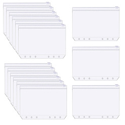 Прозрачный Карманы на молнии, 6-кольцевой держатель для пакетов, папки на молнии с вкладными листами, прямоугольные, прозрачные, 21x15.3x0.2 см, 15 шт / комплект