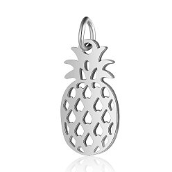 Stainless Steel Color 201 Stainless Steel Pendants, Pineapple, Stainless Steel Color, 28x16x1mm, Hole: 3mm