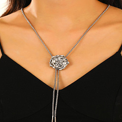 Цветок Регулируемые подвески-лариаты из сплава для женщин, платина, цветок, 31.10 дюйм (79 см)