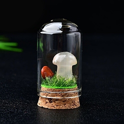 Вишневый агат Украшения для демонстрации грибов из натурального вишневого агата, со стеклянной крышкой, для украшения рабочего стола домашнего офиса, 20 мм