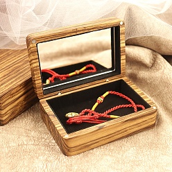 Sienna Wooden Jewelry Package Magnetic Boxes with Mirror Inside, Jewelry Storage Boxes, Rectangle, Sienna, 12x8x4.3cm