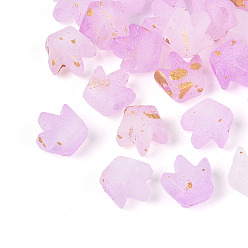 Сливовый Матовые прозрачные акриловые бусины, корона, золотой фольгой, слива, 6.5~7x6.5x4 мм, отверстие : 1.7~1.8 мм, 5882 шт / 500 г