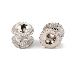 Real Platinum Plated 925 Sterling Silver Micro Pave Clear Cubic Zirconia Beads, Rack Plating, Long-Lasting Plated, Flower, Rhodium Plated, Real Platinum Plated, 9x7.5mm, Hole: 1.4mm