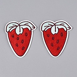 Красный Клубничные аппликации, компьютеризированная вышивка тканью утюжок на / шить на заплатках, аксессуары для костюма, красные, 62.5x52x2 мм