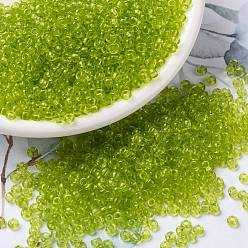 (RR143) Transparent Chartreuse Миюки круглые бусины рокайль, японский бисер, (rr 143) прозрачный шартрез, 8/0, 3 мм, отверстие : 1 мм, Около 2111~2277 шт / 50 г