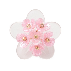 Pink Подвески с матовыми акриловыми колпачками для бусин, , с колпачками из искусственного жемчуга и стеклянными бусинами., розовые, 14.5x20x19.5 мм, отверстие : 3 мм