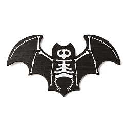 Bat Большие деревянные подвески с принтом в стиле Хэллоуина, летучая мышь, 62x109x2.5 мм, отверстие : 4 мм