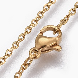 Golden 304 Stainless Steel Cable Chain Necklaces, with 304 Stainless Steel Clasps, Golden, 17.7 inch(45cm), 1.5mm