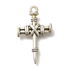 Cross Подвески из сплава , старинные серебряные подвески, крестик, 34x20.5x5 мм, отверстие : 2.5 мм
