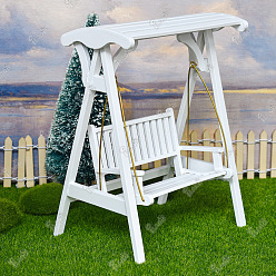 Белый Кукольный домик своими руками мини-садовая сцена на открытом воздухе, деревянные качели, белые, 135x90x175 мм