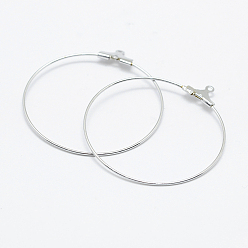 Real Platinum Plated Brass Pendants, Long-Lasting Plated, Nickel Free, Open Circle/Ring, Real Platinum Plated, 20 Gauge, 39~42x36~38x0.8mm, Hole: 1mm