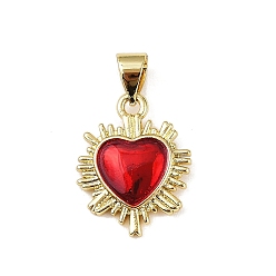 (123L) Белый крем непрозрачный блеск Латунь эмаль подвески, без кадмия и без свинца, сердце прелести, реальный 18 k позолоченный, огнеупорный кирпич, 16.5x13x2 мм, отверстие : 3.5x3.5 мм