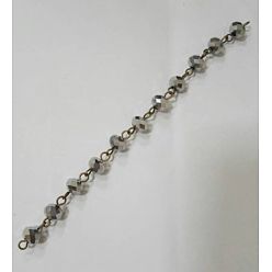 Серебро Стеклянные бусины круглые граненые, с железным штифтом, несварные, античная бронза, серебряные, 8 мм, около 39.37 дюйм (1 м) / прядь