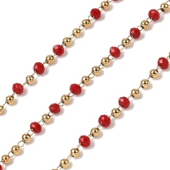 (123L) Белый крем непрозрачный блеск 304 цепные цепи из нержавеющей стали, рондель, со стеклом, ионное покрытие (ip), реальный 18 k позолоченный, пайки, с катушкой, огнеупорный кирпич, 2 мм, около 32.81 футов (10 м) / рулон