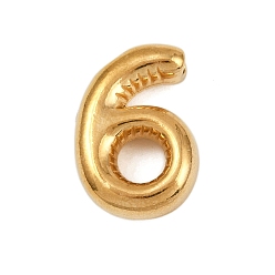 Number 304 подвески из нержавеющей стали, фигурные подвески, золотые, число 6, 20x14x5.5 мм, отверстие : 3x2 мм