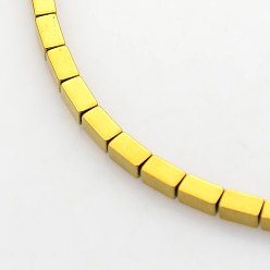 Golden Plated Electroplate Non-magnetic Synthetic Hematite Cuboid Beads Strands, Golden Plated, 4x2x2mm, Hole: 1mm, about 98pcs/strand, 15.7 inch