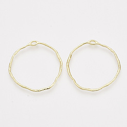 Light Gold Подвесные подвески из сплава, для diy уф смолы, эпоксидная смола, Прессованные цветочные украшения, кольцо, золотой свет, 34.5~35x34.5x1.5 мм, отверстие : 2.5x1 мм