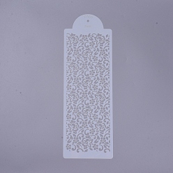 White Eco-Friendly Food Grade Plastic Templates Spray Cake Molds, Surface Cake Decorating Stencil Molds, Flower, White, 440x147x0.3mm, Hole: 6.5mm