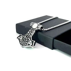 Нержавеющая Сталь Цвет Кулон в виде молота Тора из титановой стали, мужская цепочка в стиле ретро, ювелирные изделия из нержавеющей стали.