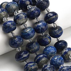 Ляпис-Лазурь Нитки бусины из натурального ляписа-лазури, рондель, граненые, со стеклянными бусинами, 18x13 мм, отверстие : 1.4 мм, около 20 шт / нитка, 14.25 дюйм (36.2 см)