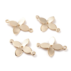 Real 24K Gold Plated Brass Links Connectors, Cadmium Free & Lead Free, Long-Lasting Plated, Flower, Real 24K Gold Plated, 11x15x1mm, Hole: 0.9mm