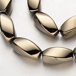 (252) Цвет внутри: морской / фиолетовый на подкладке Гальванизировать немагнитных синтетический гематит бисер пряди, витых овальных, античная бронза покрытие, 20x10 мм, отверстие : 1 мм, около 20 шт / нитка, 15.7 дюйм