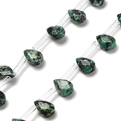 Африканский Бирюза(яшма) Окрашенные нити бусин из натуральной африканской бирюзы (яшмы), граненые, слеза, Топ пробуренной, 9x6x4 мм, отверстие : 0.8 мм, около 30~32 шт / нитка, 16.54'' (42 см)