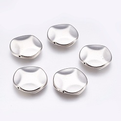 Platinum CCB Plastic Beads, Flat Round, Wavy, Platinum, 28.5x29x6mm, Hole: 1.4mm