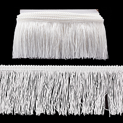 Белый 10 ярдов полиэстеровых кружевных лент с кисточками, украшение занавеса, белые, 3-1/2~4 дюйм (90~100 мм)