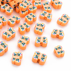 Сэнди Коричневый Бусины из полимерной глины , бабочка, песчаный коричневый, 6~8x9.5~11.5x4 мм, отверстие : 1.2 мм