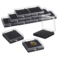 Rectangle Пластиковая подарочная коробка для хранения значков, с черной губкой eva внутри, прямоугольные, 7.7x6.9x1.85 см