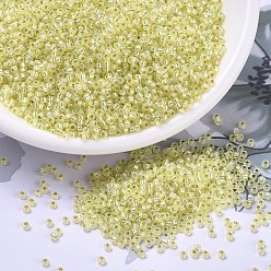 (RR554) Dyed Light Daffodil Silverlined Alabaster Миюки круглые бусины рокайль, японский бисер, 11/0, (rr 554) окрашенный светлый нарцисс серебристый алебастр, 11/0, 2x1.3 мм, Отверстие : 0.8 мм , около 5500 шт / 50 г