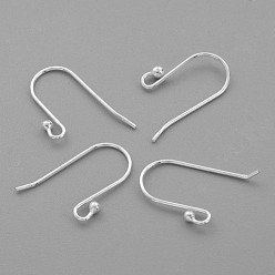 Серебро 925 стерлингового серебра серьги крюков, серебряные, 15x9 мм, отверстие : 2 мм, 21 датчик, штифты : 0.7 мм