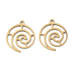 Настоящее золото 18K 201 подвески из нержавеющей стали, вихревое очарование, ионное покрытие (ip), лазерная резка, реальный 18 k позолоченный, 17x14.5x0.8 мм, отверстие : 1.4 мм
