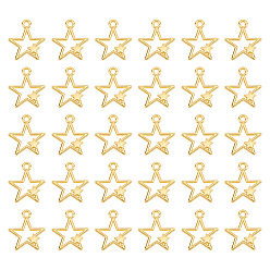 Золотой Подвески из цинкового сплава, звезда, золотые, 25.5x22x3 мм, отверстие : 2.5 мм, 60 шт / коробка