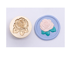 Flower Golden Tone Wax Seal Brass Stamp Head, for Invitations, Envelopes, Gift Packing, Flower, 25x25mm