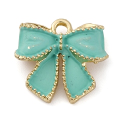 Кадет Синий Подвески из сплава с покрытием из распылительной краски, бантом, золотые, кадетский синий, 15.5x16.5x5 мм, отверстие : 2 мм