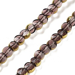 Седло Коричневый Стеклянные бусины с гальваническим покрытием , граненые, плоско-круглые, седло коричневый, 4.5x3 мм, отверстие : 0.8 мм, около 70 шт / нитка, 11.38 дюйм (28.9 см)