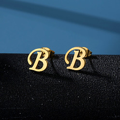 Letter B 201 из нержавеющей стали серьги, золотые, В письме, 10x10 мм