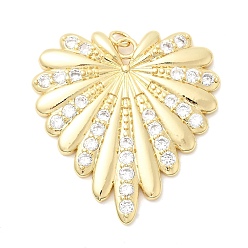 Настоящее золото 18K Латунные микро проложить кубического циркония подвески, сердце прелести, долговечный, стойки покрытие, без свинца и без кадмия, с целью перехода в кольце, реальный 18 k позолоченный, 41x39.5x3.5 мм, отверстие : 3 мм