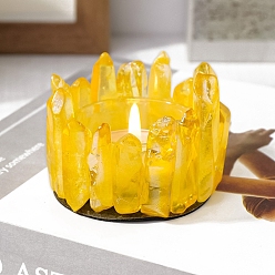 Золотистый Гальванизированный подсвечник из натурального кварцевого кристалла, золотые, 60~70x40~50 мм