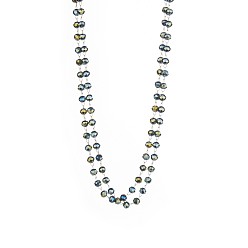 Разноцветный 304 Двухслойное ожерелье для женщин из нержавеющей стали и стеклянных бусин-ронделей, ионное покрытие (ip), долговечный, реальный 18 k позолоченный, красочный, 16.93 дюйм (43 см)