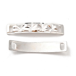 925 Sterling Silver Plated Brass Connector Charms, Cadmium Free & Lead Free, Curved Rectangle Links, 925 Sterling Silver Plated, 6x34.5x0.7mm, Hole: 4x2mm