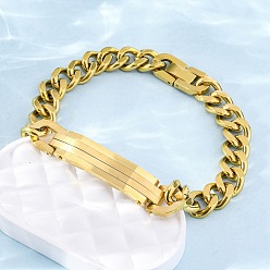 Золотой 304 браслеты-цепочки с кубинскими звеньями из нержавеющей стали для женщин и мужчин, ионное покрытие (ip), золотые, 9 дюйм (22.8 см)
