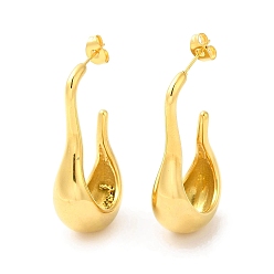 Teardrop Golden 304 Stainless Steel Stud Earrings, Half Hoop Earrings, Teardrop, 20x11.5mm