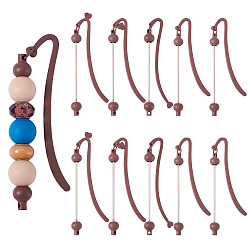 Седло Коричневый Пластиковые закладки, Закладка с крючком из бисера, седло коричневый, 90.5x14x1.5 мм