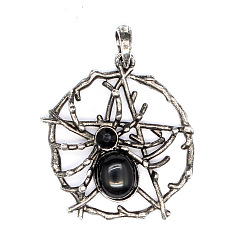 Обсидиан Природные подвески обсидиана, паук, 37x43 мм