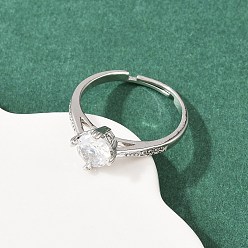 Платина Кольца для женщин с микропаве из латуни и кубическими цирконами, круглые, стойки покрытие, без кадмия и без свинца, долговечный, платина, 8 мм, внутренний диаметр: 17 мм